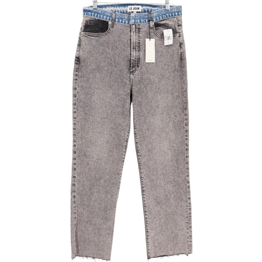 LE JEAN Sabine High Rise Straight Ankle Jeans Blue Grey Contrast Size 30 NWT